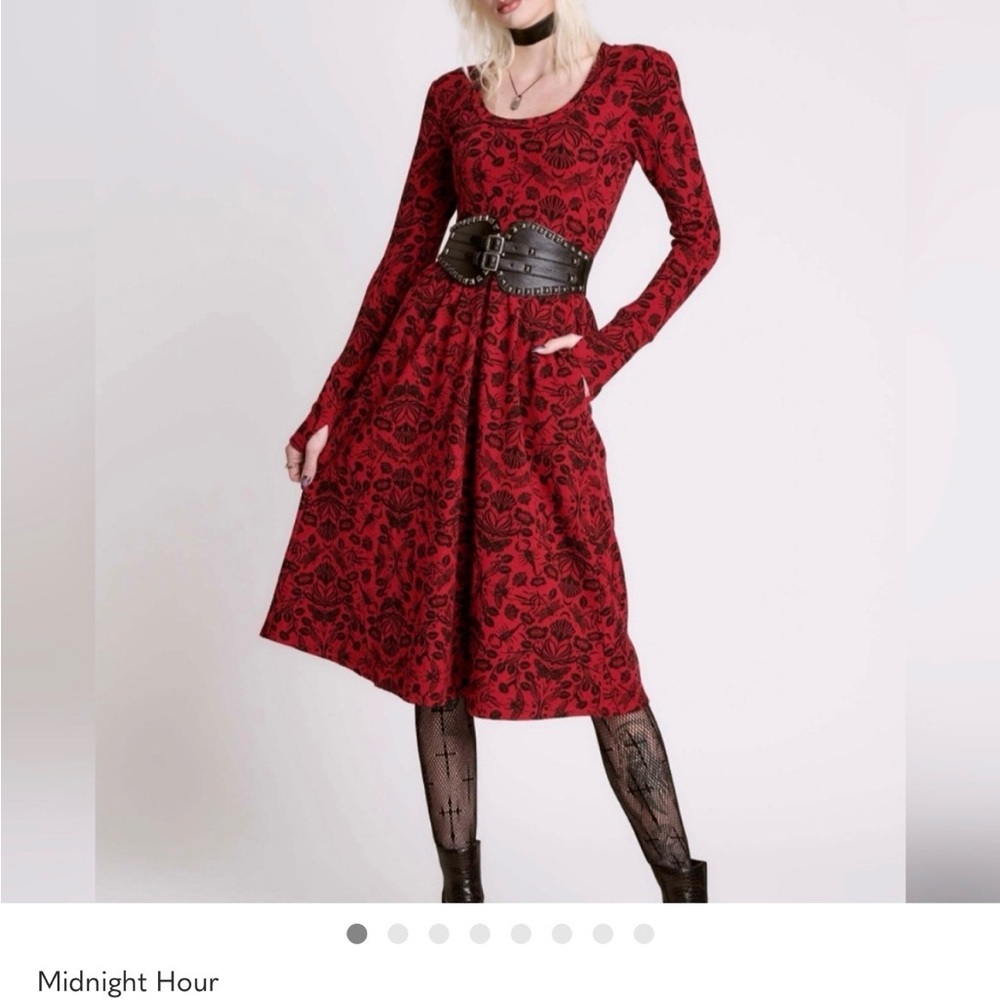 Midnight Hour Red Floral Long Sleeve Dress